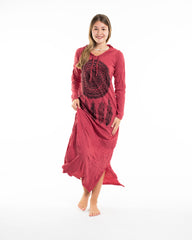 Sure Design Womens Dreamcatcher Long Sleeve Hoodie Dress Red