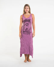Sure Design Womens Lotus Buddha Long Tank Dress in Pink