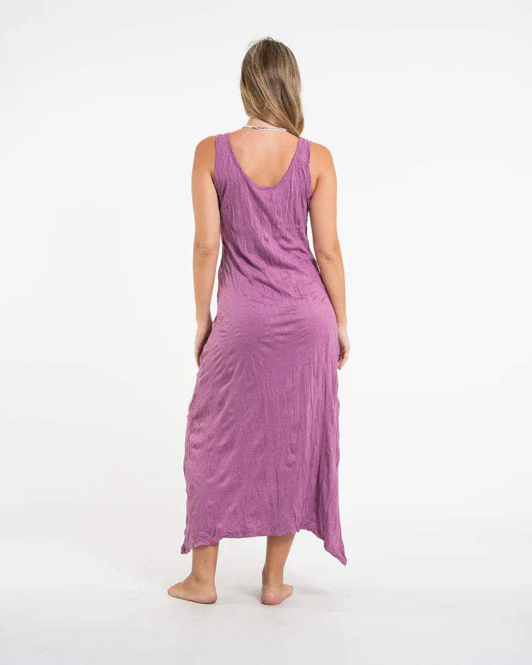 Sure Design Womens Lotus Buddha Long Tank Dress in Pink