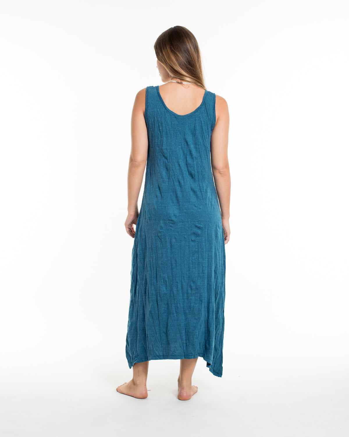 Sure Design Womens Spirit Shroom Cat Long Tank Dress in Denim Blue