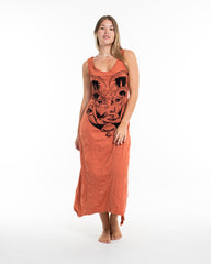 Sure Design Womens Spirit Shroom Cat Long Tank Dress in Orange