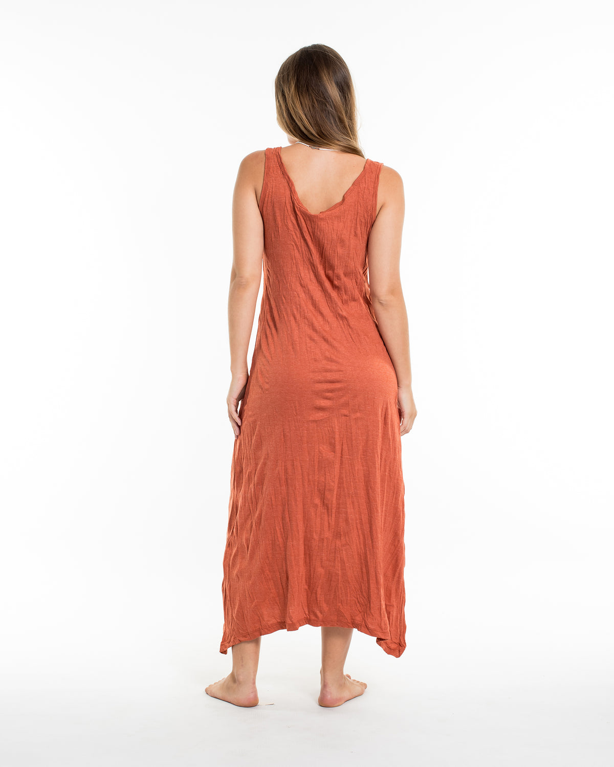 Sure Design Womens Spirit Shroom Cat Long Tank Dress in Orange