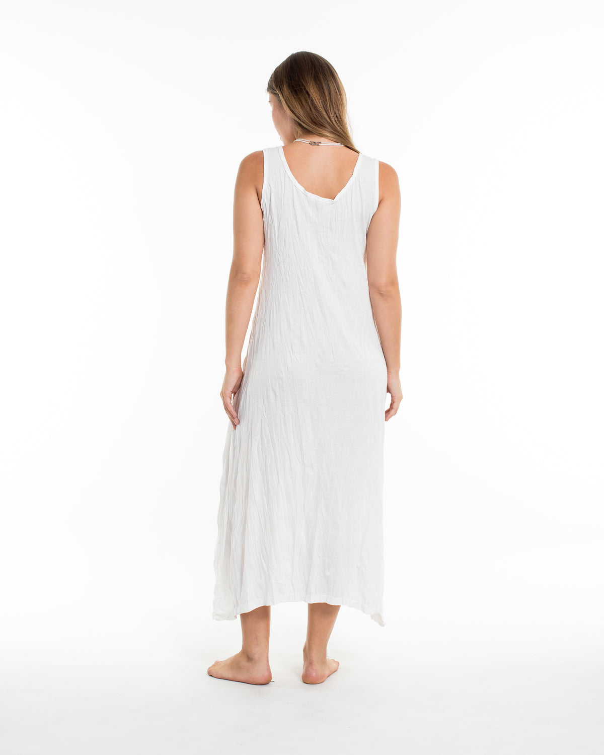 Sure Design Womens Spirit Shroom Cat Long Tank Dress in White