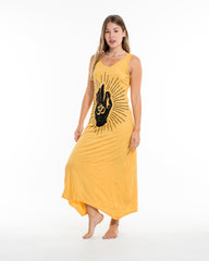 Sure Design Womens Hand of Om Long Tank Dress in Yellow