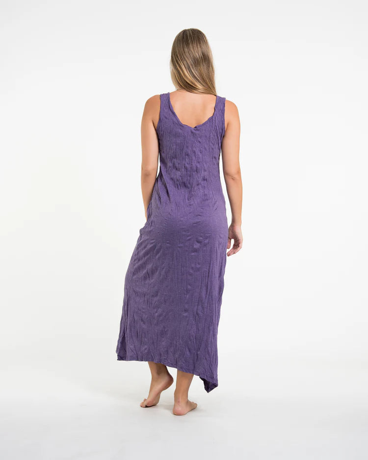 Sure Design Womens Hamsa Lotus Long Tank Dress in Purple
