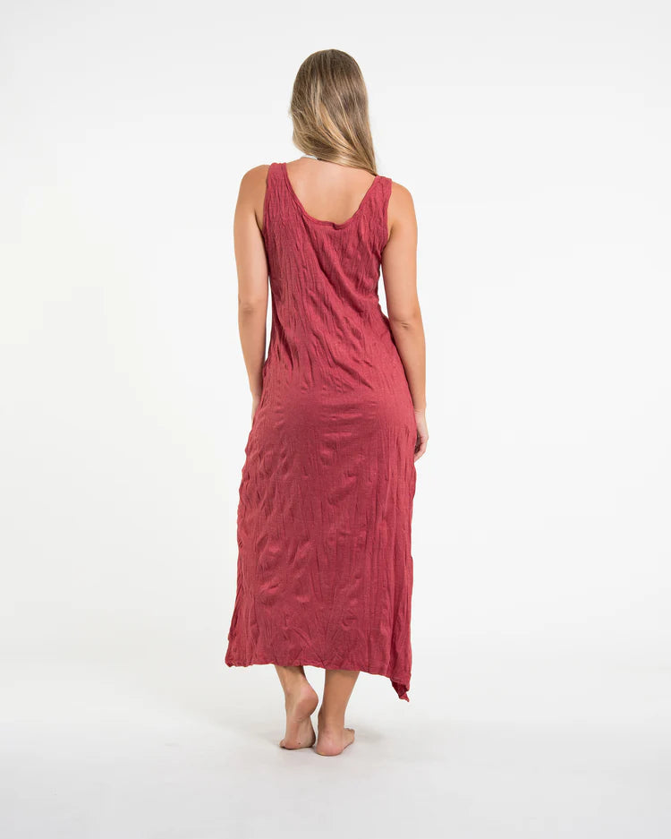 Sure Design Womens Hamsa Lotus Long Tank Dress in Red