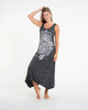 Sure Design Womens Hamsa Lotus Long Tank Dress in Silver on Black