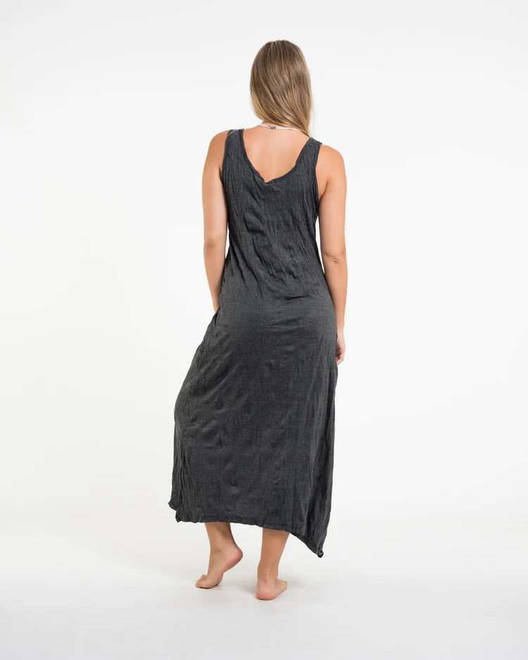 Sure Design Womens Divine Ganesh Long Tank Dress in Black