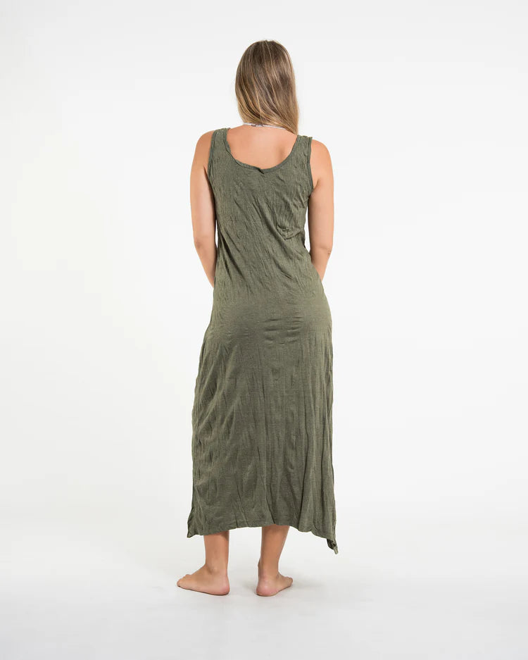 Sure Design Womens Divine Ganesh Long Tank Dress in Green