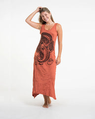 Sure Design Womens Divine Ganesh Long Tank Dress in Orange