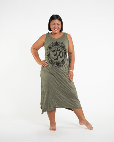 Sure Design Womens Infinitee Ohm Scoop Neck Tank Dress Green L/XL