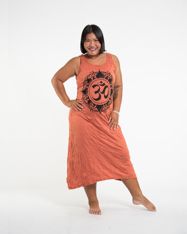 Sure Design Womens Infinitee Ohm Scoop Neck Tank Dress Orange L/XL