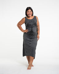 Sure Design Womens Tree of Life Long Tank Dress in Black L/XL