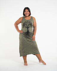 Sure Design Womens Tree of Life Long Tank Dress in Green L/XL