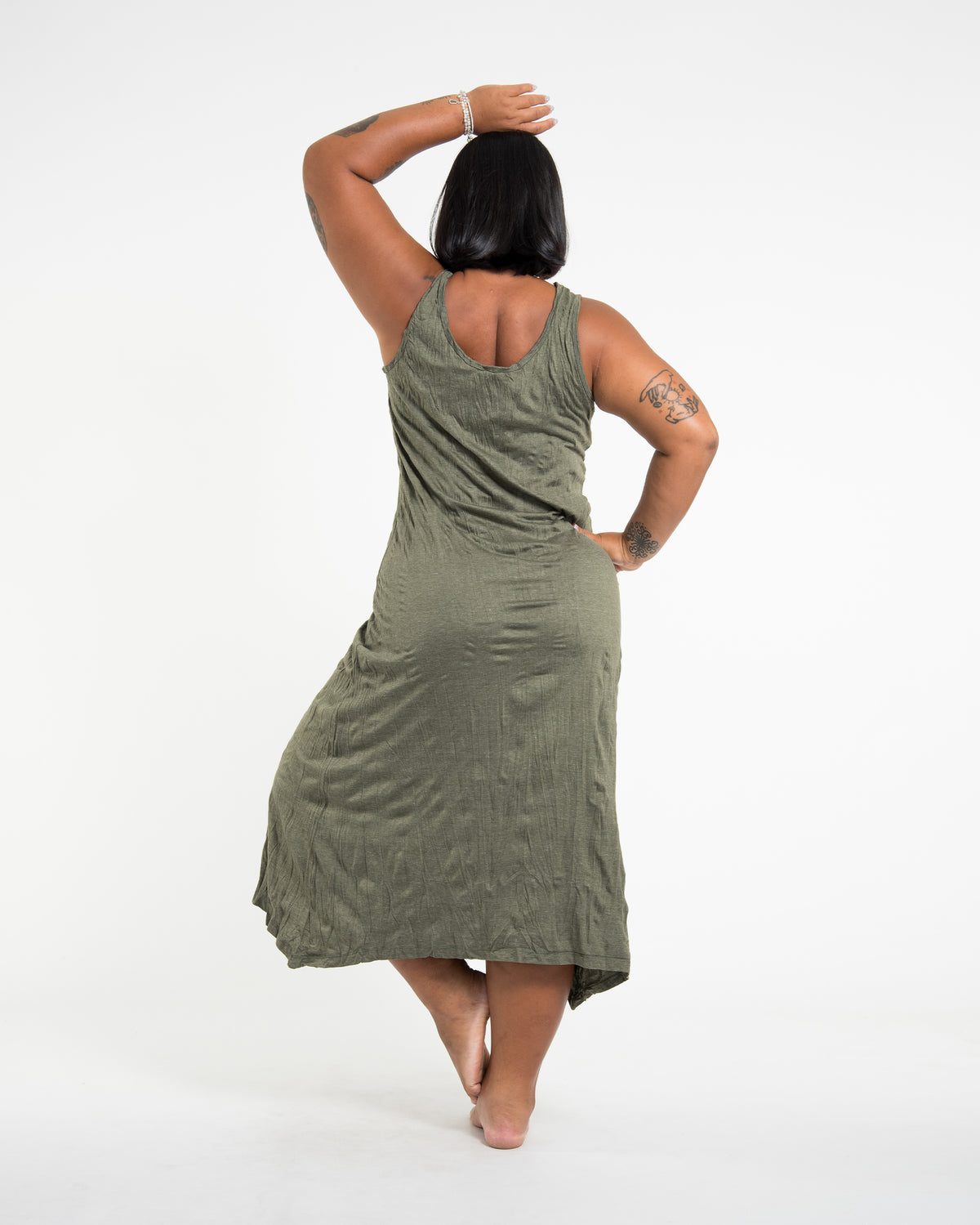 Sure Design Womens Tree of Life Long Tank Dress in Green L/XL