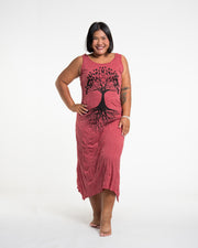Sure Design Womens Tree of Life Long Tank Dress in Red L/XL