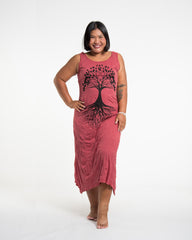 Sure Design Womens Tree of Life Long Tank Dress in Red L/XL