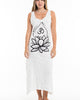 Sure Design Womens Lotus Om Long Tank Dress in White