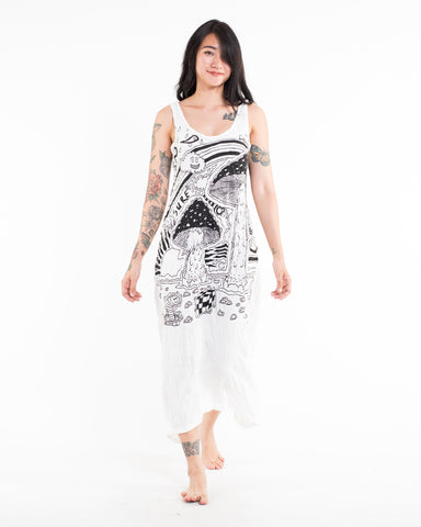 Sure Design Womens Magic Mushroom Long Tank Dress in White