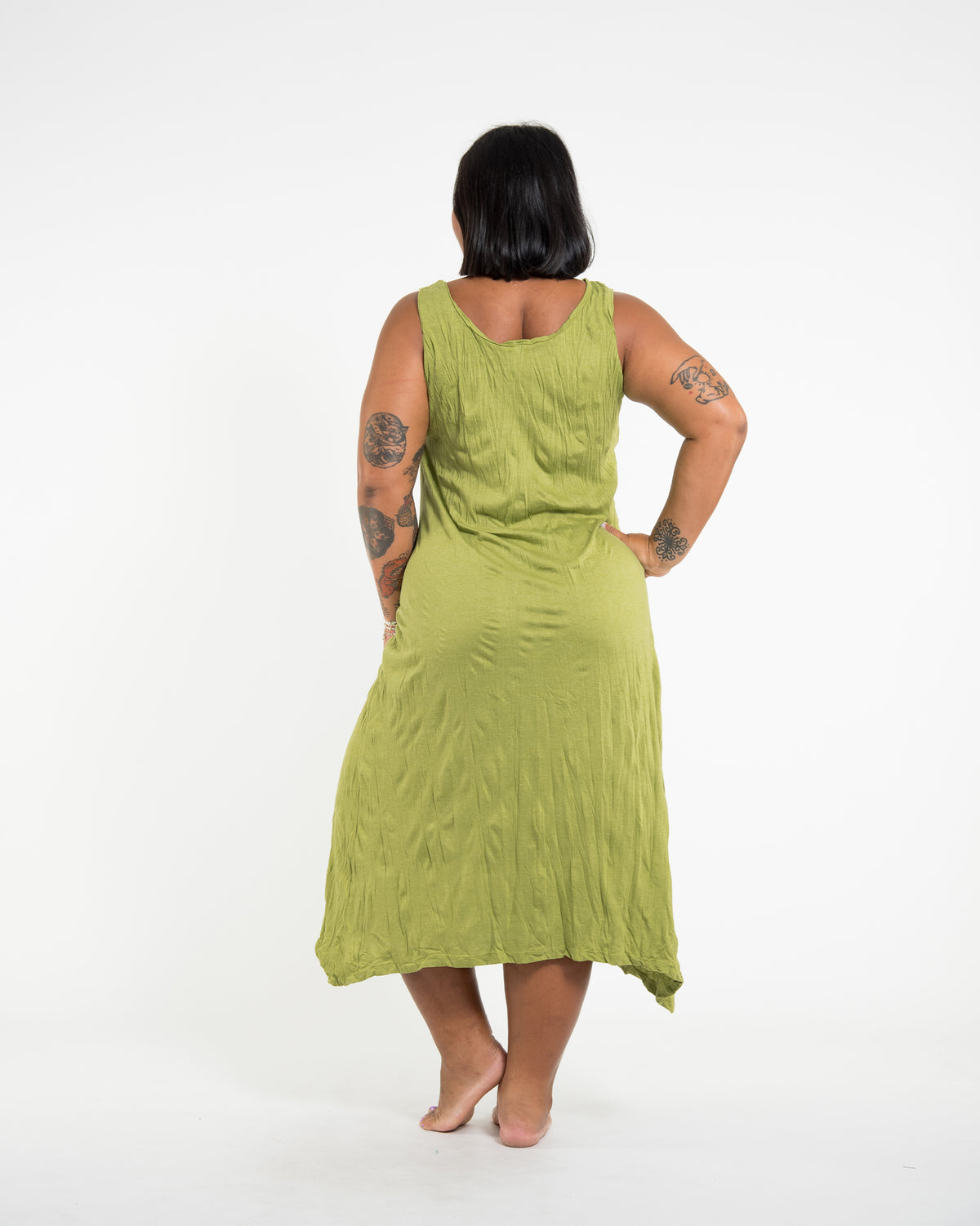Sure Design Womens Lotus Mandala Long Tank Dress in Lime L/XL