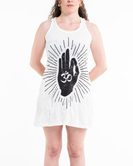 Sure Design Women's Hand of Om Tank Dress White