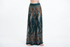 Paisley Feathers Palazzo Style Harem Pants in Green