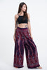 Paisley Feathers Palazzo Style Harem Pants in Purple