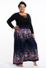 Plus Size Floral Palazzo Style Harem Pants in Blue