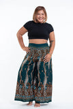 Wholesale Plus Size Paisley Feathers Palazzo Style Harem Pants in Green - $5.55