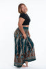 Plus Size Paisley Feathers Palazzo Style Harem Pants in Green