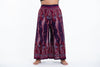 Plus Size Paisley Feathers Palazzo Style Harem Pants in Purple