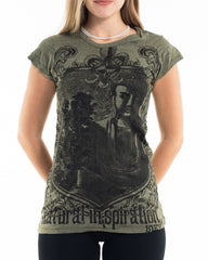 Sure Design Women's Antique Buddha T-Shirt Green