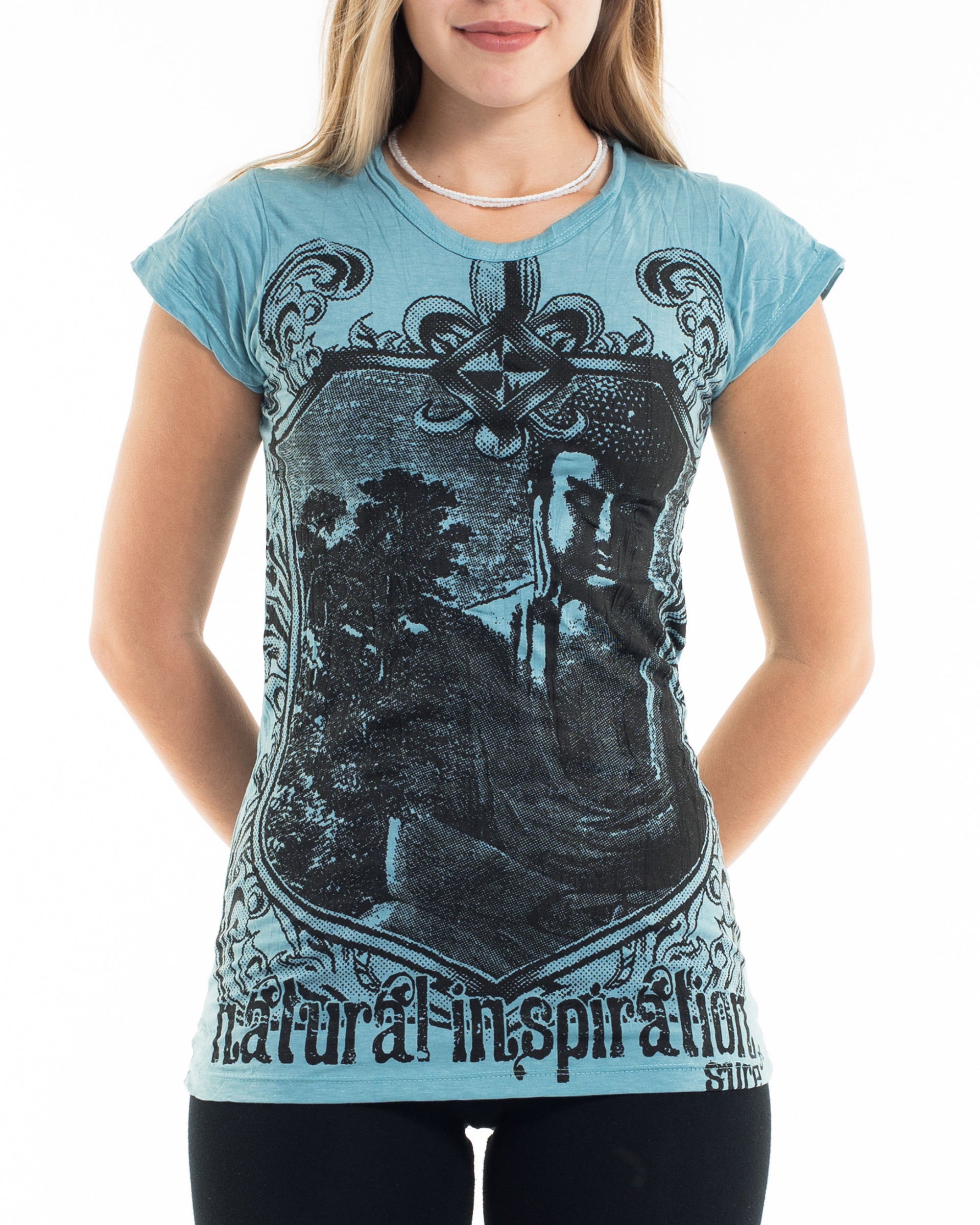 Sure Design Women's Antique Buddha T-Shirt Turquoise