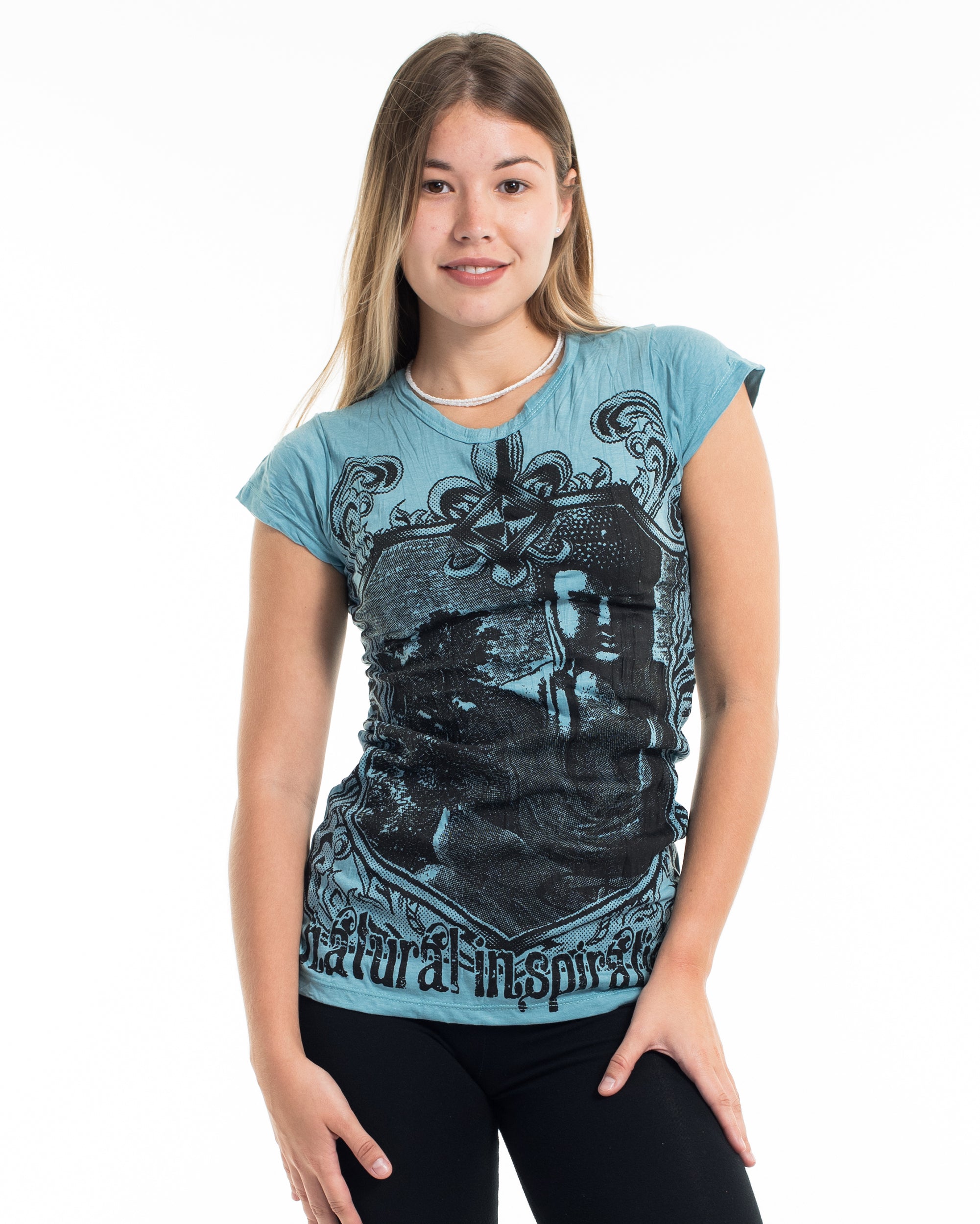 Sure Design Women's Antique Buddha T-Shirt Turquoise