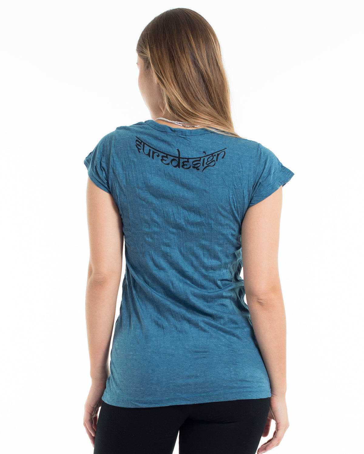 Sure Design Women's Spiritual Shroom Cat T-Shirt Denim Blue