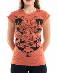Sure Design Women's Spiritual Shroom Cat T-Shirt Orange