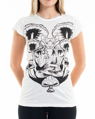 Sure Design Women's Spiritual Shroom Cat T-Shirt White