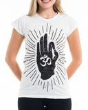 Wholesale Sure Design Women's Hand of Om T-Shirt White - $8.00