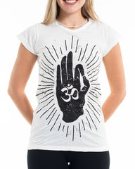 Sure Design Women's Hand of Om T-Shirt White