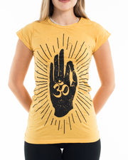 Sure Design Women's Hand of Om T-Shirt Yellow