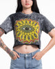 All-Seeing Eye Stonewash Cotton Crop T-Shirt in Black