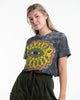 All-Seeing Eye Stonewash Cotton Crop T-Shirt in Black