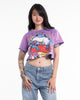 Magic Mushroom Frog Stonewash Cotton Crop T-Shirt in Purple
