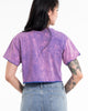 Magic Mushroom Frog Stonewash Cotton Crop T-Shirt in Purple
