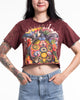 Sacred Turtle Spirit Stonewash Cotton Crop T-Shirt in Red