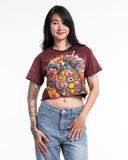 Wholesale Sacred Turtle Spirit Stonewash Cotton Crop T-Shirt in Red - $11.00