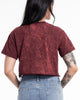 Sacred Turtle Spirit Stonewash Cotton Crop T-Shirt in Red