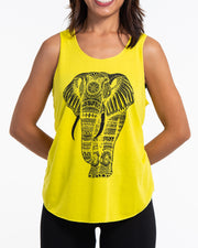 Super Soft Cotton Womens Regal Elephant Tank Top in Yellow