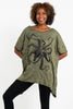 Sure Design Women's Octopus Loose V Neck T-Shirt Green