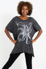 Sure Design Women's Octopus Loose V Neck T-Shirt Silver on Black
